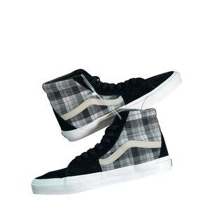NEW Vans SK8-HI Sneakers Grunge Plaid Skate Shoes Black White Men’s Sz 11.5
